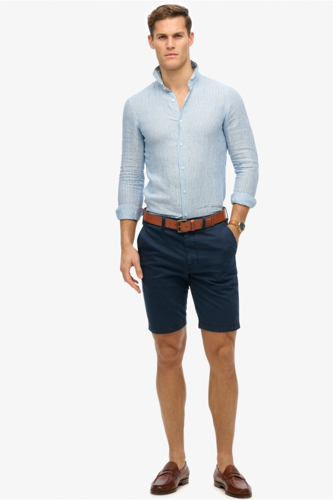 VACATION L S LINEN SHIRT M4010995A AZURE BLUE STRIPE